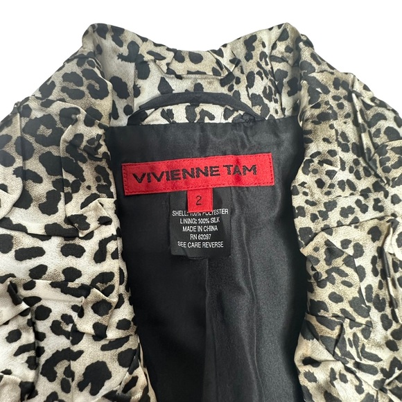 Vintage Early 2000’s Vivienne Tam Silk Black/White Animal Print Blazer Jacket 2 - Picture 13 of 16